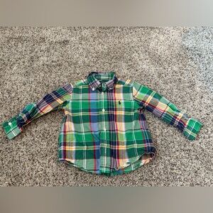 Polo Ralph Lauren Toddler Green Plaid Cotton Poplin Shirt - Size 2T